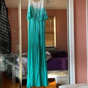 Ombré teal maxi dress